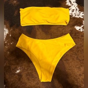 Yellow strapless two piece never worn